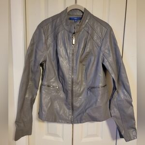 NWOT Apt. 9 Faux Leather Jacket in Size Large, Gunmetal Grey